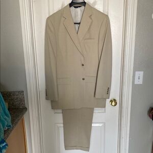 Men's Tan Blazer Suit Jacket 44L and pants 38/30